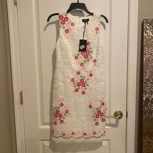 DKNY WOMENS EMBROIDERED FLORAL LACE SHEATH DRESS